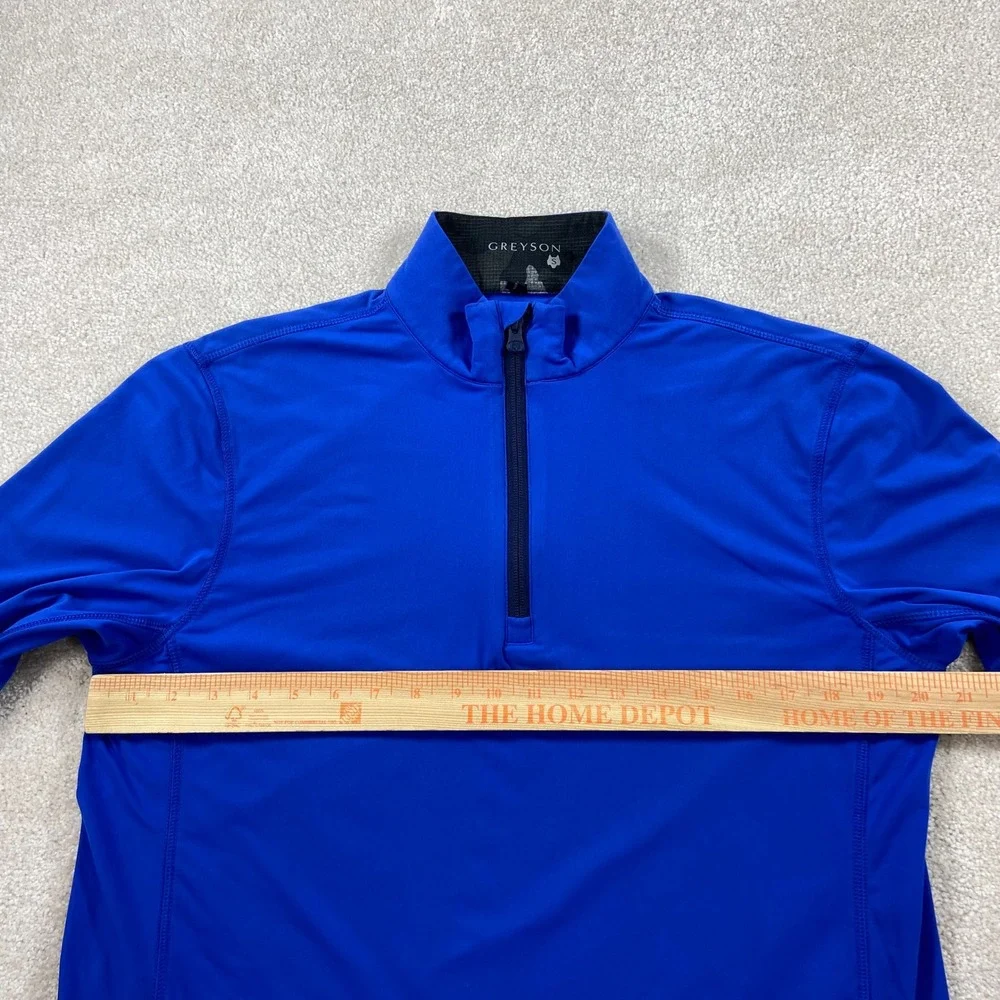 Greyson Quarter Zip Pullover Mens Small Blue Golf Performance Logo Mock Neck